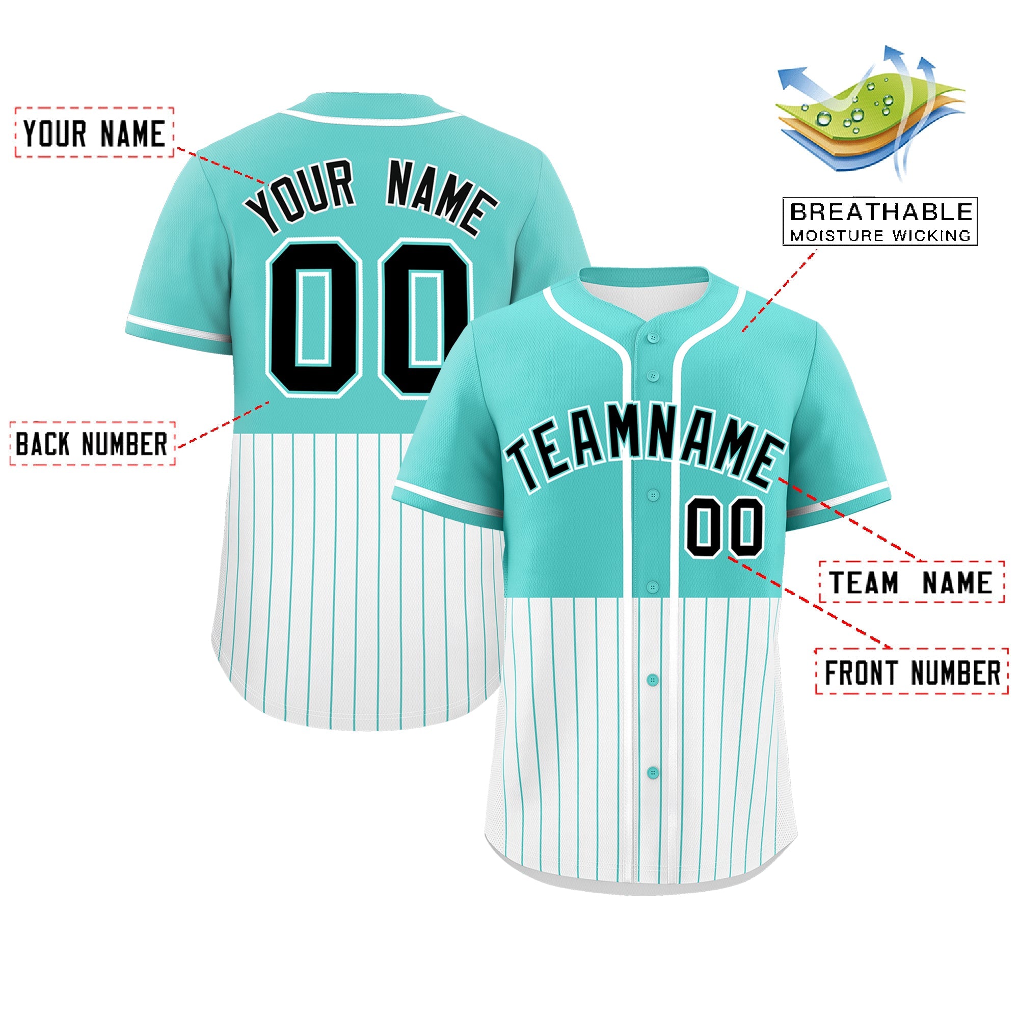 Custom Bright Green White Personalized Half Stripe Design Authentic Baseball Jersey