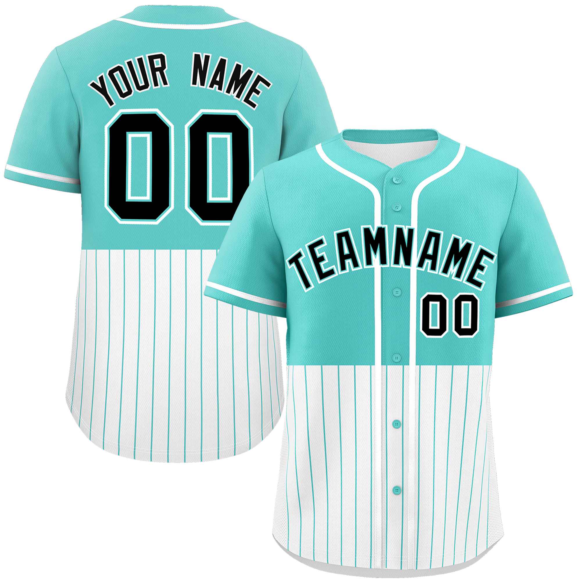 Custom Bright Green White Personalized Half Stripe Design Authentic Baseball Jersey