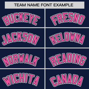 Custom Navy Pink Personalized Half Stripe Design Authentic Baseball Jersey