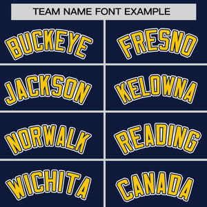 Custom Navy Gold Personalized Half Stripe Design Authentic Baseball Jersey