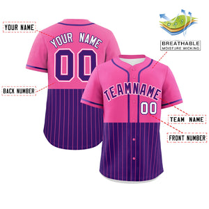 Custom Pink Purple Personalized Half Stripe Design Authentic Baseball Jersey