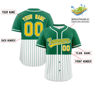 Custom Kelly Green White Personalized Half Stripe Design Authentic Baseball Jersey