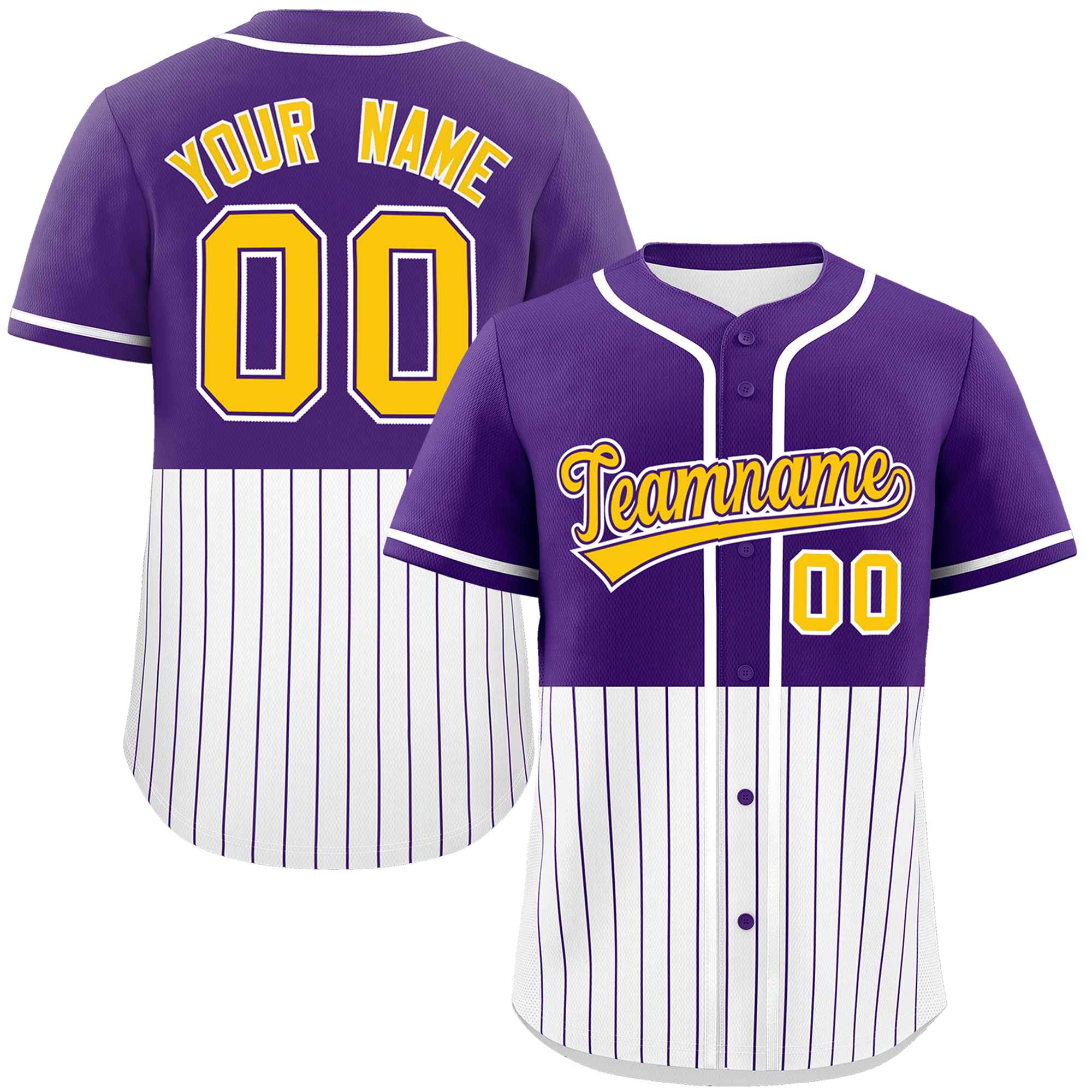 Custom Purple White Personalized Half Stripe Design Authentic Baseball Jersey