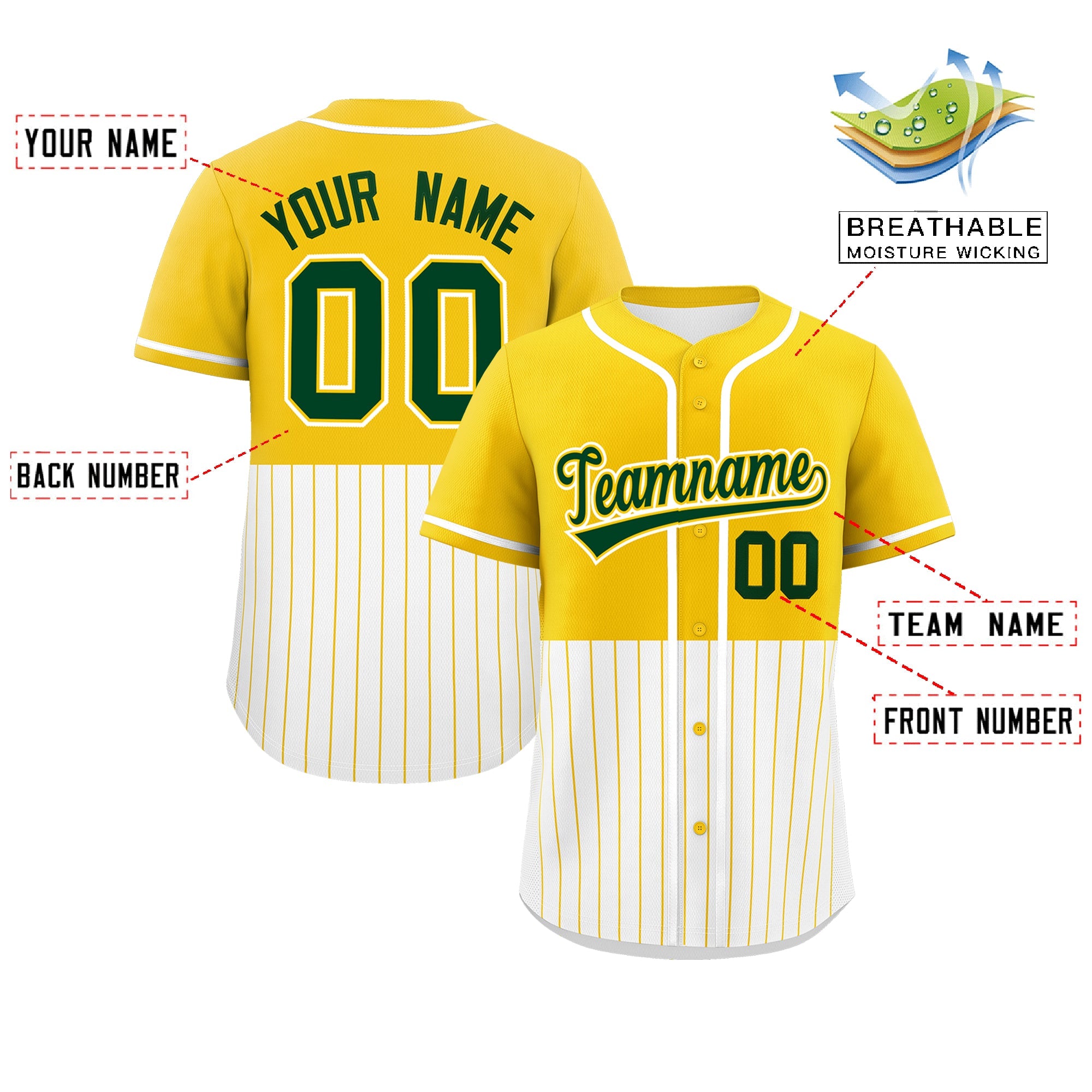 Custom Gold White Personalized Half Stripe Design Authentic Baseball Jersey