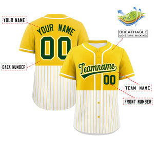 Custom Gold White Personalized Half Stripe Design Authentic Baseball Jersey