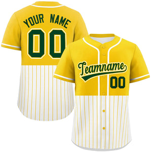 Custom Gold White Personalized Half Stripe Design Authentic Baseball Jersey