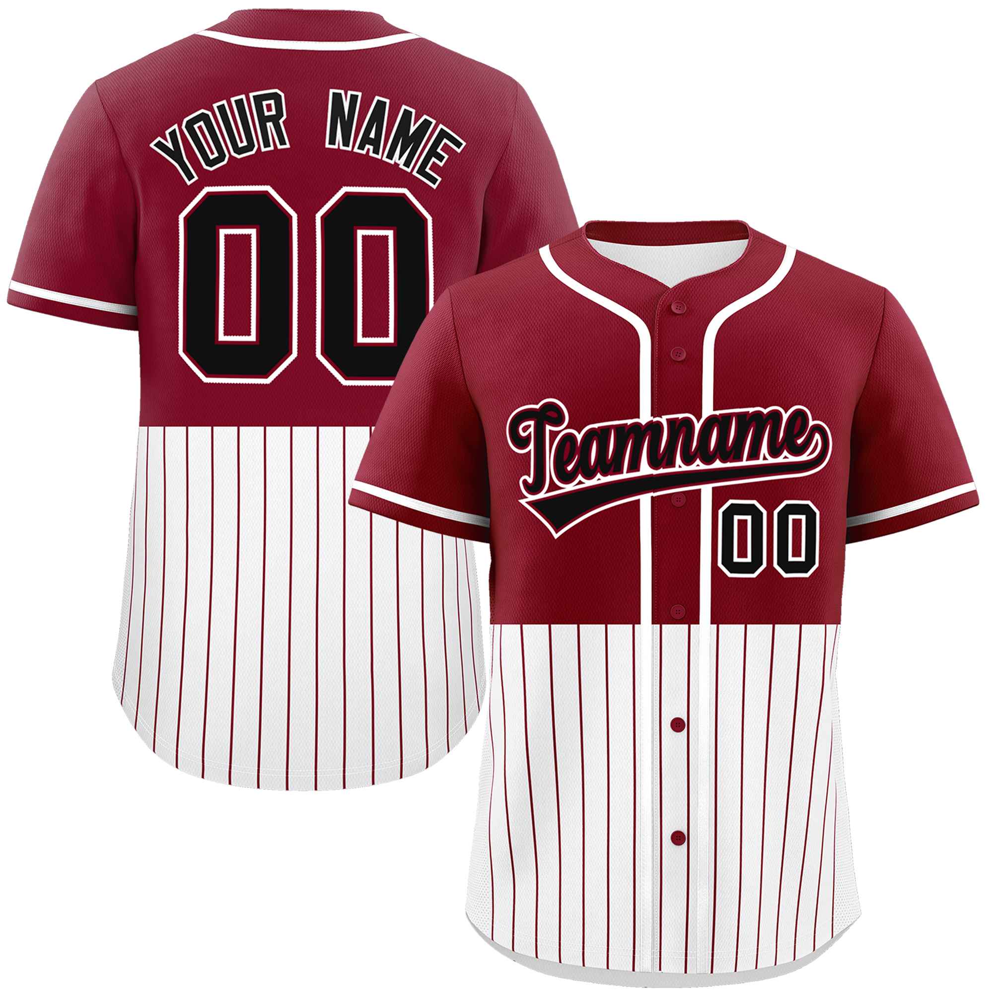 Custom Crimson White Personalized Half Stripe Design Authentic Baseball Jersey