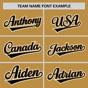 Custom Old Gold White Personalized Half Stripe Design Authentic Baseball Jersey