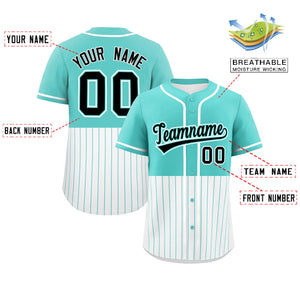 Custom Bright Green White Personalized Half Stripe Design Authentic Baseball Jersey