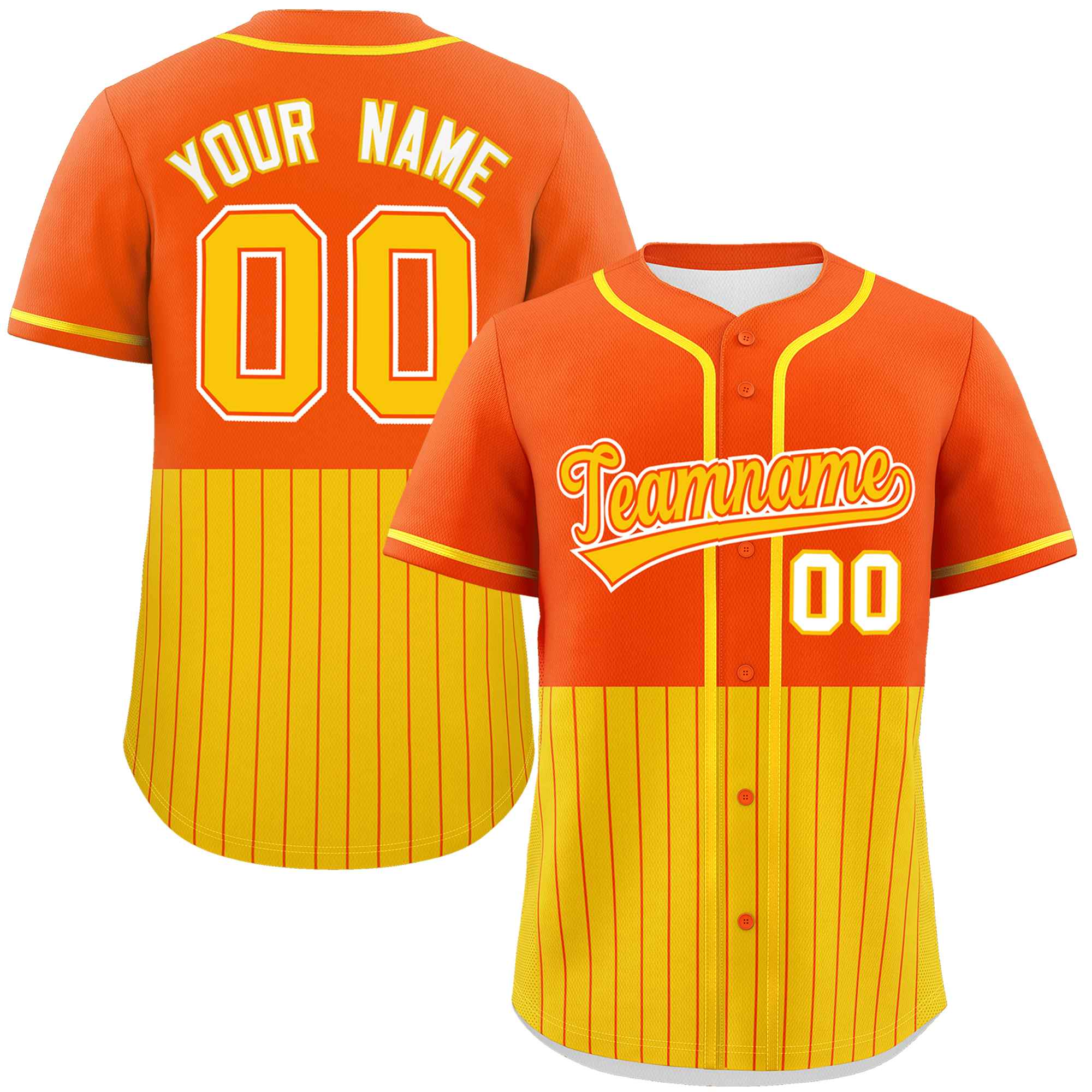 Custom Orange Gold Personalized Half Stripe Design Authentic Baseball Jersey