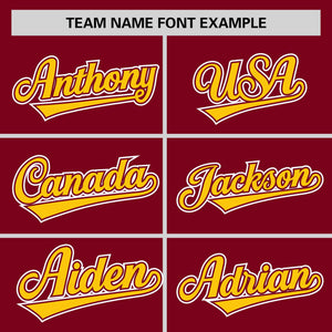 Custom Crimson Gold Personalized Half Stripe Design Authentic Baseball Jersey