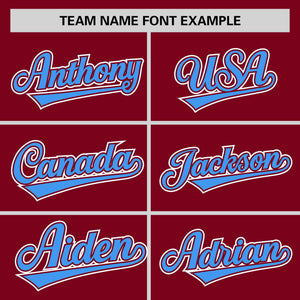 Custom Crimson Powder Blue Personalized Half Stripe Design Authentic Baseball Jersey