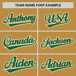 Custom Old Gold Kelly Green Personalized Half Stripe Design Authentic Baseball Jersey