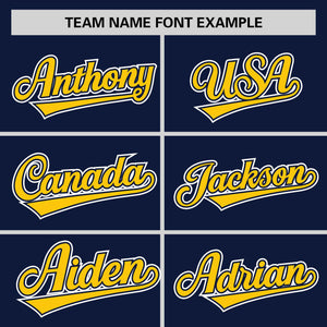 Custom Navy Gold Personalized Half Stripe Design Authentic Baseball Jersey