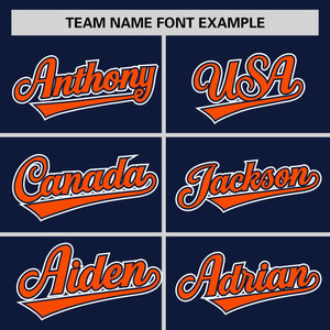 Custom Navy Orange Personalized Half Stripe Design Authentic Baseball Jersey