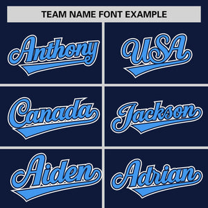 Custom Navy Powder Blue Personalized Half Stripe Design Authentic Baseball Jersey