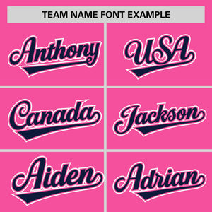 Custom Pink Navy Personalized Half Stripe Design Authentic Baseball Jersey