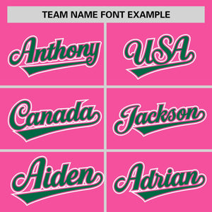 Custom Pink Kelly Green Personalized Half Stripe Design Authentic Baseball Jersey