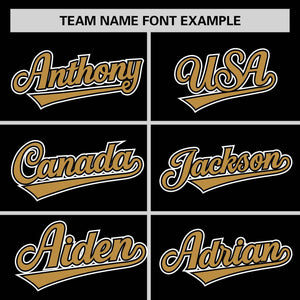 Custom Black Old Gold Personalized Half Stripe Design Authentic Baseball Jersey