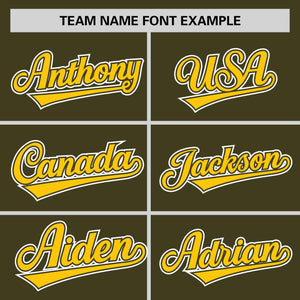 Custom Olive Gold Personalized Half Stripe Design Authentic Baseball Jersey