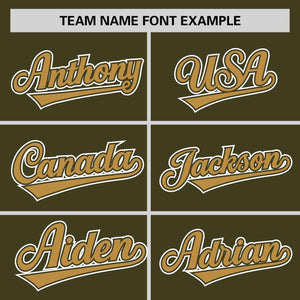 Custom Olive Old Gold Personalized Half Stripe Design Authentic Baseball Jersey