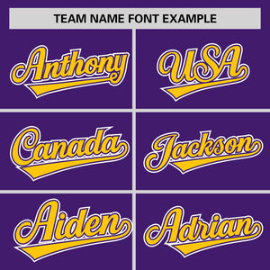 Custom Purple Gold Personalized Half Stripe Design Authentic Baseball Jersey