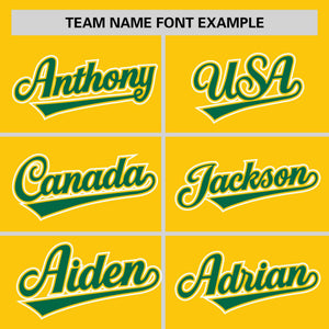 Custom Gold Kelly Green Personalized Half Stripe Design Authentic Baseball Jersey