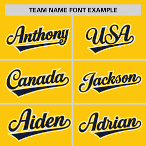 Custom Gold Navy Personalized Half Stripe Design Authentic Baseball Jersey