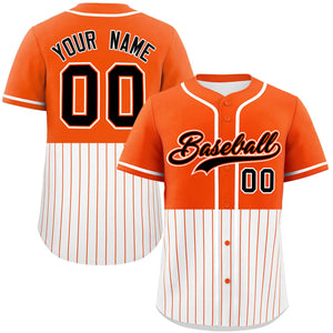 Custom Orange White Personalized Half Stripe Design Authentic Baseball Jersey