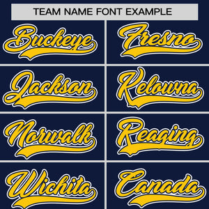 Custom Navy Gold Personalized Half Stripe Design Authentic Baseball Jersey