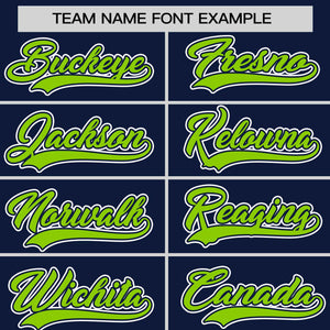 Custom Navy Neon Green Personalized Half Stripe Design Authentic Baseball Jersey