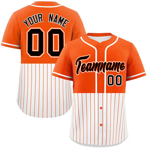 Custom Orange White Personalized Half Stripe Design Authentic Baseball Jersey