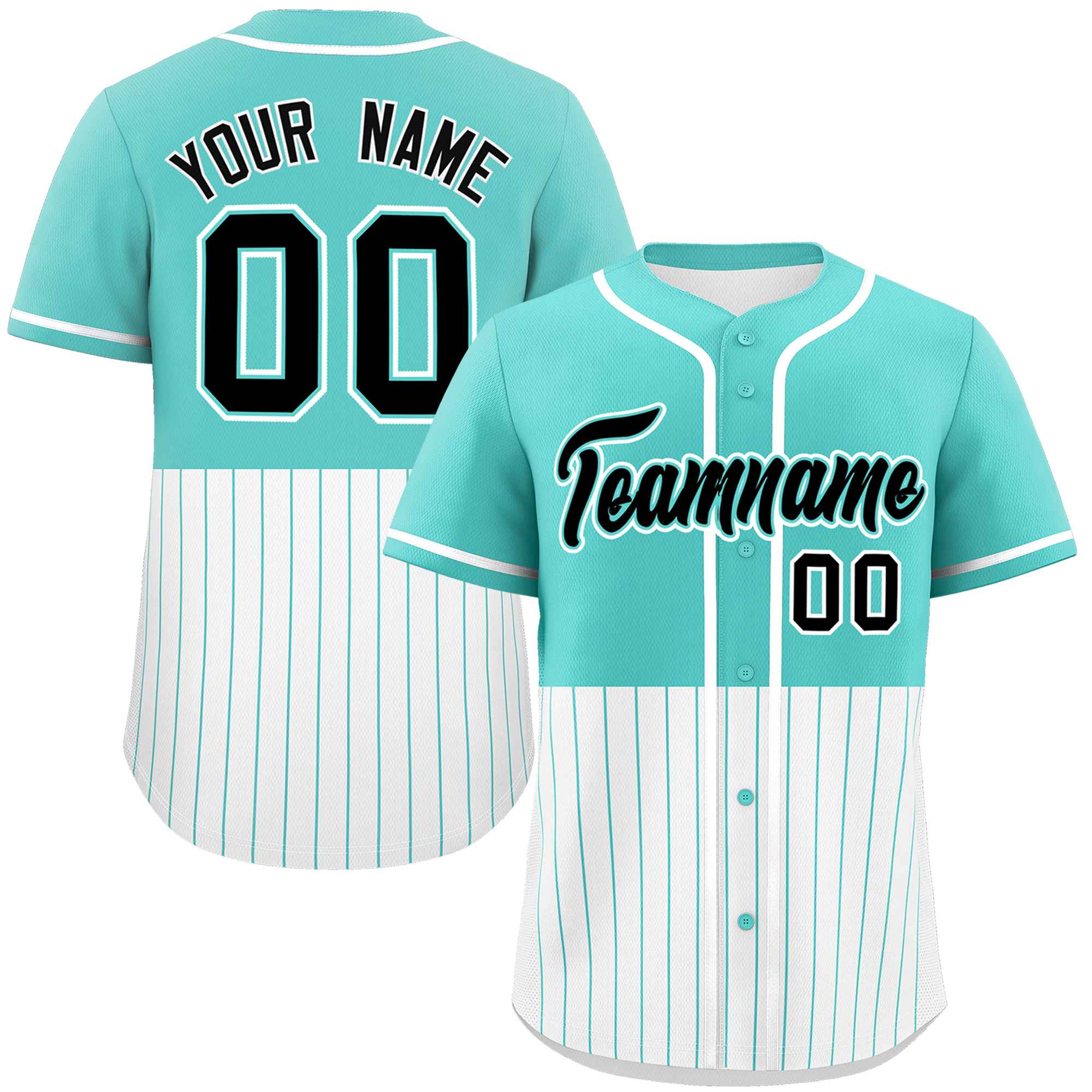 Custom Bright Green White Personalized Half Stripe Design Authentic Baseball Jersey