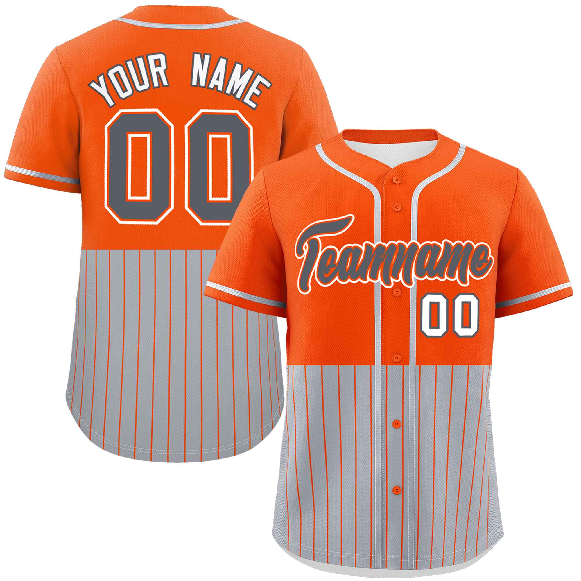 Custom Orange Gray Personalized Half Stripe Design Authentic Baseball Jersey