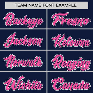 Custom Navy Pink Personalized Half Stripe Design Authentic Baseball Jersey