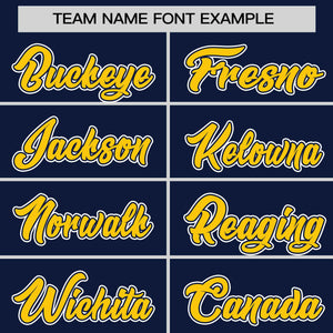 Custom Navy Gold Personalized Half Stripe Design Authentic Baseball Jersey