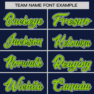 Custom Navy Neon Green Personalized Half Stripe Design Authentic Baseball Jersey