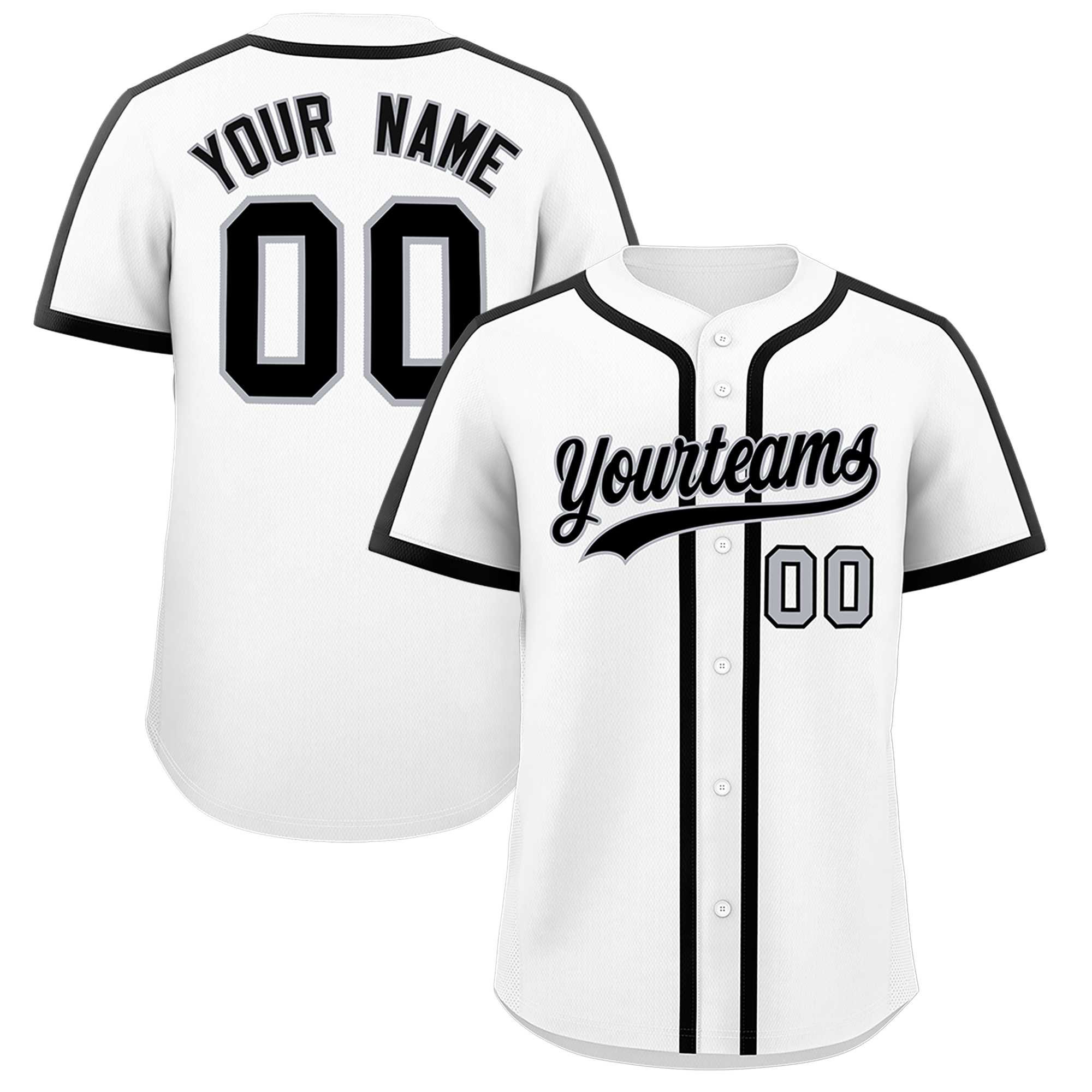 Custom White Black Personalized Classic Authentic Baseball Jersey