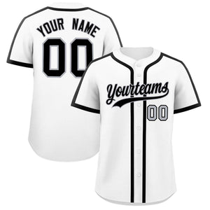 Custom White Black Personalized Classic Authentic Baseball Jersey