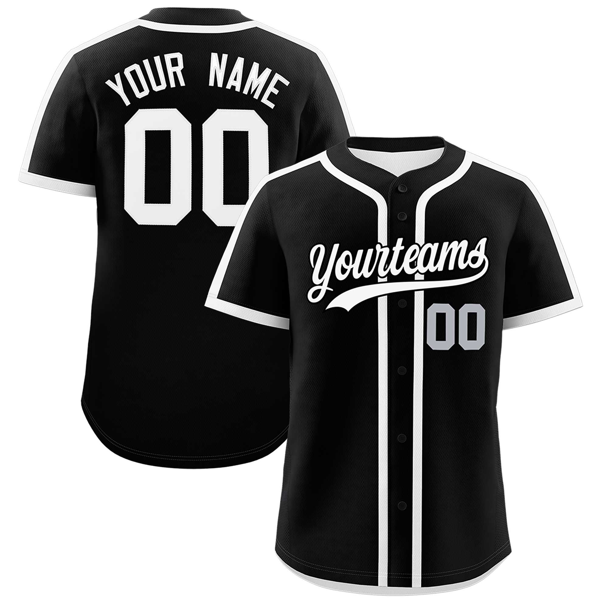 Custom Black White Personalized Classic Authentic Baseball Jersey