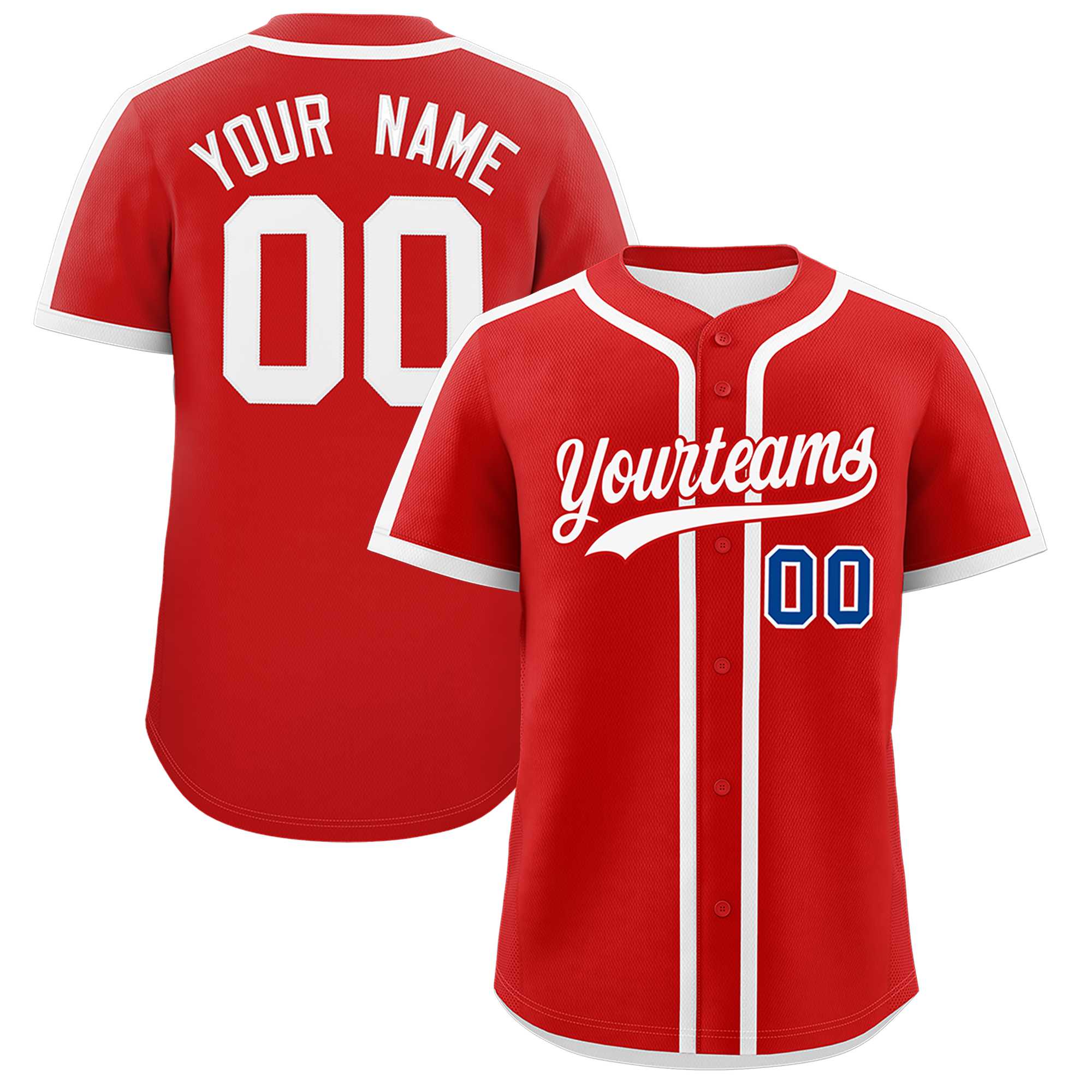 Custom Red White Personalized Classic Authentic Baseball Jersey