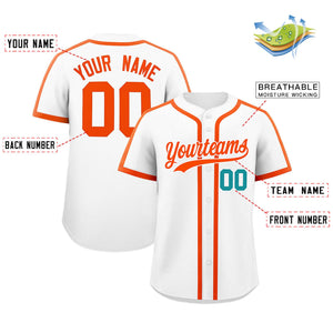 Custom White Orange Personalized Classic Authentic Baseball Jersey