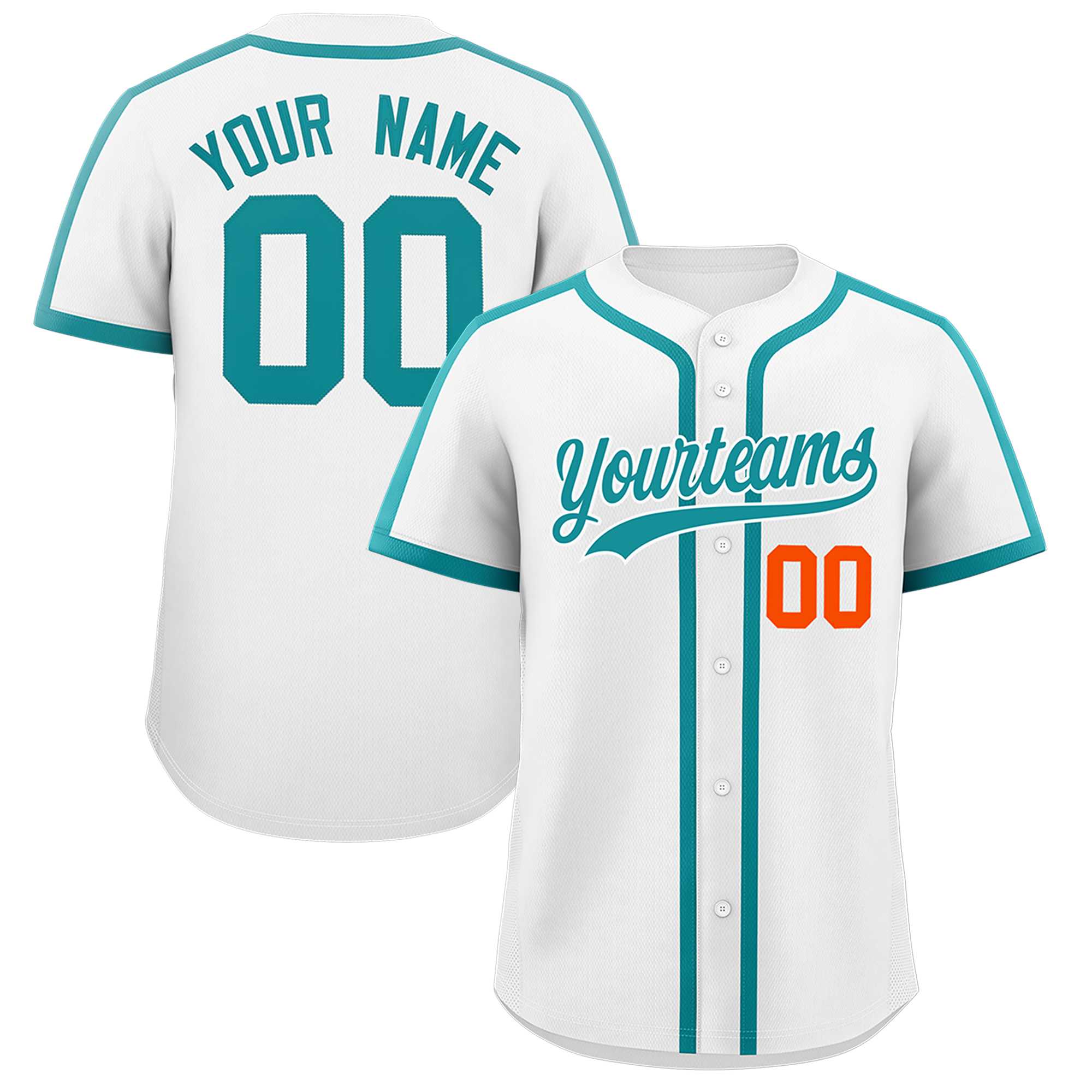 Custom White Aqua Personalized Classic Authentic Baseball Jersey