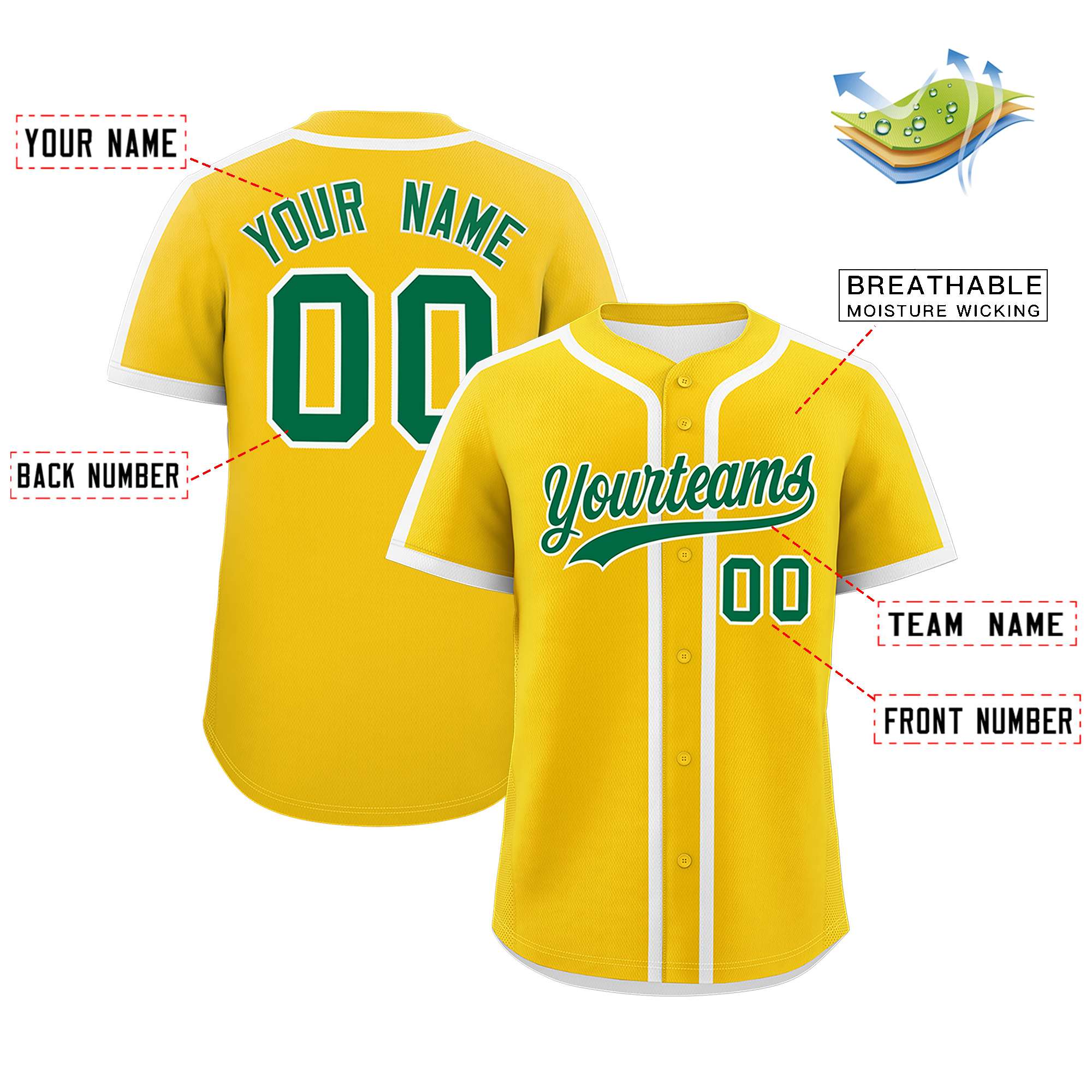 Custom Gold White Personalized Classic Authentic Baseball Jersey