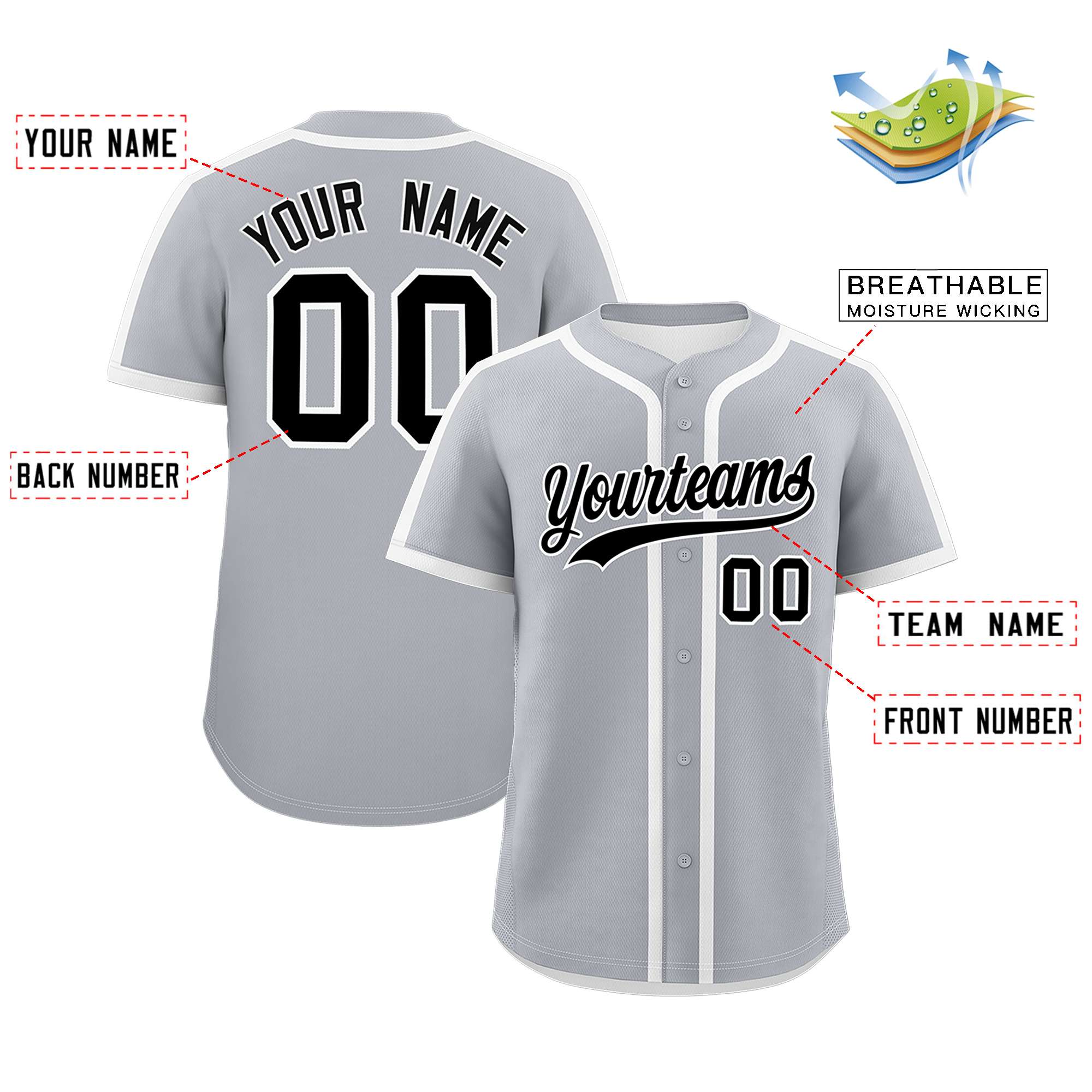 Custom Gray White Personalized Classic Authentic Baseball Jersey