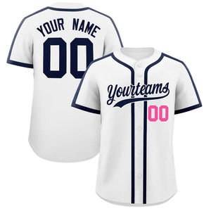 Custom White Navy Personalized Classic Authentic Baseball Jersey