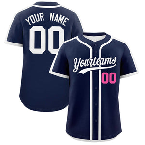 Custom Navy White Personalized Classic Authentic Baseball Jersey