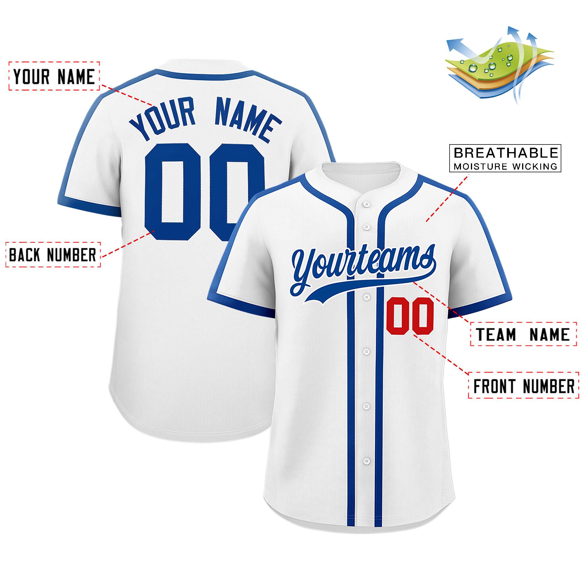 Custom White Royal Personalized Classic Authentic Baseball Jersey