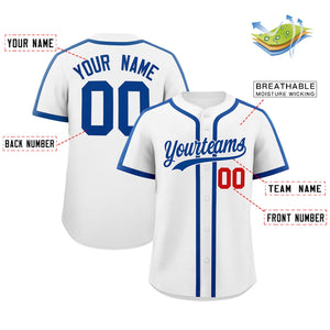 Custom White Royal Personalized Classic Authentic Baseball Jersey