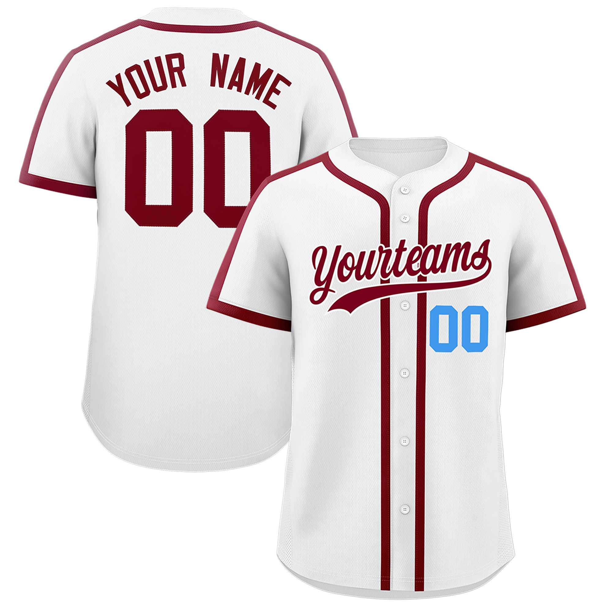 Custom White Crimson Personalized Classic Authentic Baseball Jersey